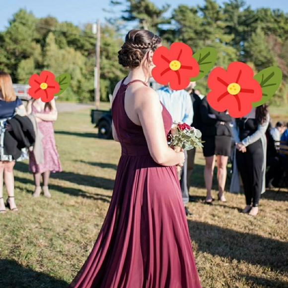 David's Bridal Mesh Wine Bridesmaid's Dress - Picture 7 of 7